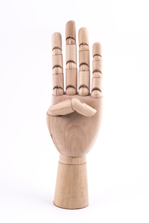 the gesture with a jointed wooden handの写真素材