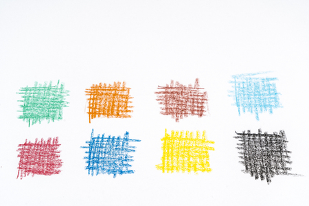 small colored rectangles made with wax crayonsの写真素材