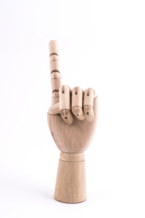 the gesture with a jointed wooden handの写真素材