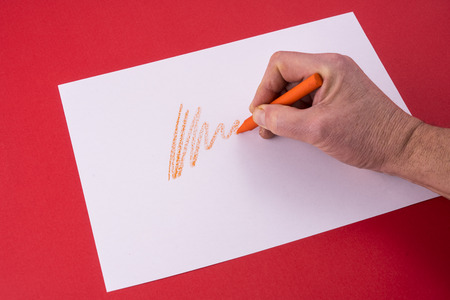 a doodle made with wax crayonsの写真素材