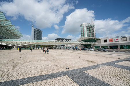 The Square in front of la Gare do Oriente station in Lisbon, Portugalのeditorial素材