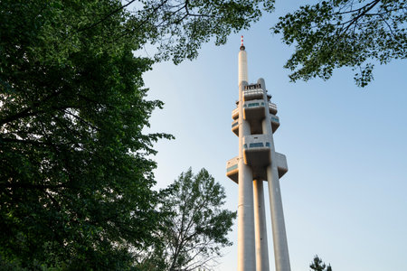 An txternal view of the TV tower in Prague, Czech Republicのeditorial素材