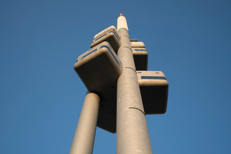 An txternal view of the TV tower in Prague, Czech Republicのeditorial素材