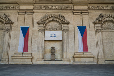 View of the inner courtyard of the Senate Palace in Prague, Czech Republic