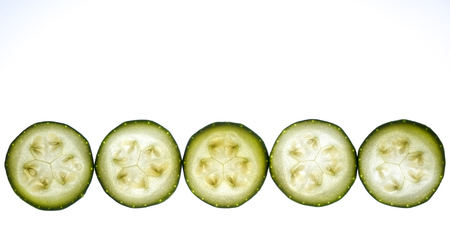 courgette slices lit from the backの写真素材