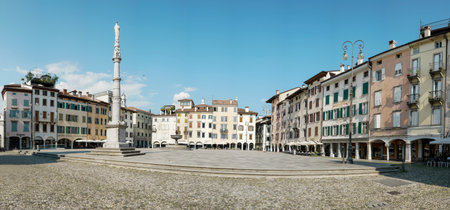 A panoramic view of Matteotti Square in Udine, Italyのeditorial素材
