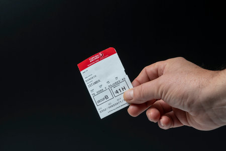Turkish airlines boarding pass on the handのeditorial素材