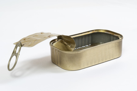 an empty tin of fish in oilの写真素材