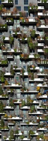 The building called "vertical forest" designed by architect Stefano Boeri at the Isola neighborhood in Milan, Italyのeditorial素材