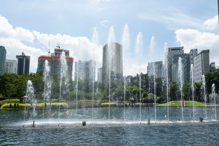 the lake in the KLCC park in Kuala Lumpur, Malaysiaのeditorial素材