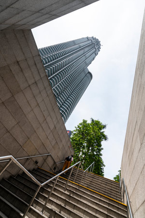 Architectonic view of Petronas towers in Kuala Lumpur, Malaysia