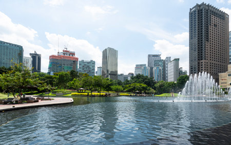 the lake in the KLCC park in Kuala Lumpur, Malaysiaのeditorial素材