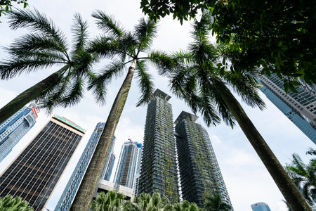 A view of modern skyscrapers in Kuala Lumpur, Malaysiaのeditorial素材
