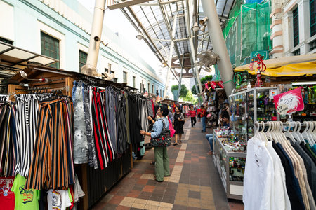 A view of the people at Petaling Street Market in Kuala Lumpur, Malaysia