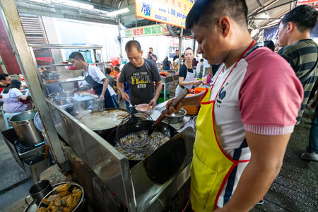 A view of the restaurants on the streets in Chinatown at Kuala Lumpur, Malaysiaのeditorial素材