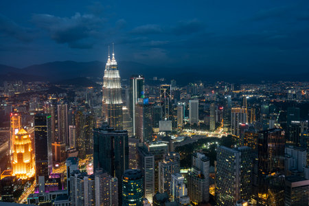 A panoramic view of Kuala Lumpur,. Malaysia at sunset