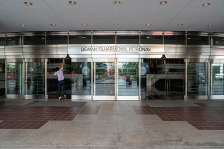 view of the entrance to the Petronas Twin towers in Kuala Lumpur, Malaysia