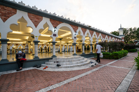A view of Masjid Jamek mosque at sunset in Kuala Lumpur, Malaysiaのeditorial素材