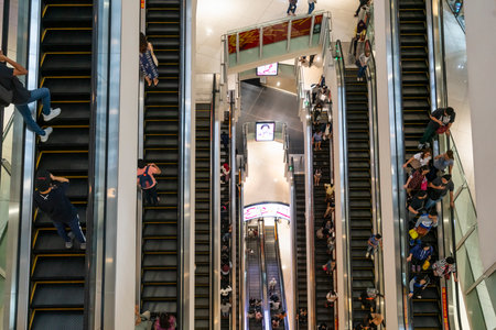 Kuala Lumpur, Malaysia. January 2019. Some escalators at Suria shopping mall