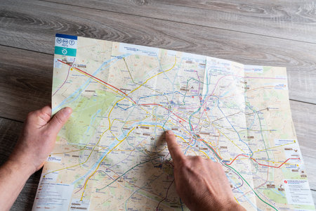 the consultation of the city map of Istambulのeditorial素材