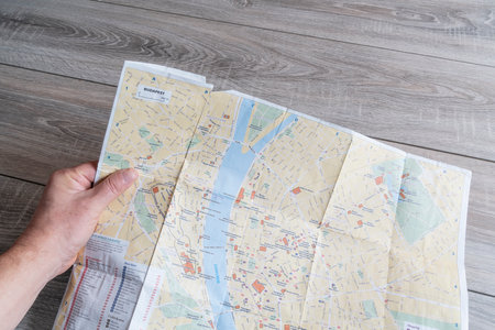 consultation of the city map of Budapestのeditorial素材
