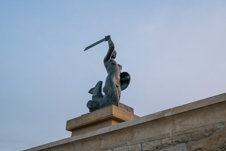 Warsaw, Poland. April 6, 2019.  A view of  the mermaid statue in Warsawのeditorial素材