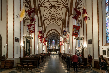 Warsaw, Poland. April, 2018. the internal view of  Archcathedral Basilica of St. John the Baptistのeditorial素材