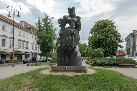 Vilnius, Lithuania. May 2019.   BARBORA RADVILAITE SCULPTURE by the Sculptor Vladas Vildziunas. 1982のeditorial素材