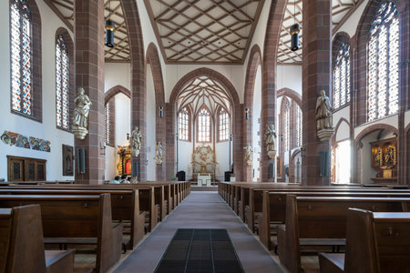 Frankfurt, Germany. July 2019. the indoor view of the Liebfrauen churchのeditorial素材