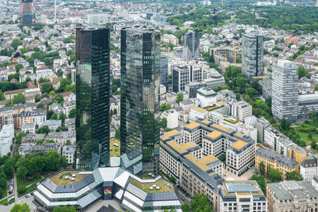Frankfurt am Main, July 2019.  AAn aerial panoramic view of the cityのeditorial素材