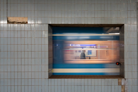 Stockholm, Sweden. September 2019.   A view of the decorations of  Slussen Metro Station platforms