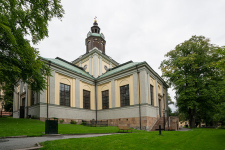 Stockholm, Sweden. September 2019. A view of the Kungsholmen Church and the parkのeditorial素材