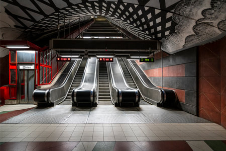 Stockholm, Sweden. September 2019. the Kungstradgarden Metro Station escalatorsのeditorial素材