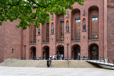 Stockholm, Sweden. September 2019. View of inner courtyard of city hall palaceのeditorial素材