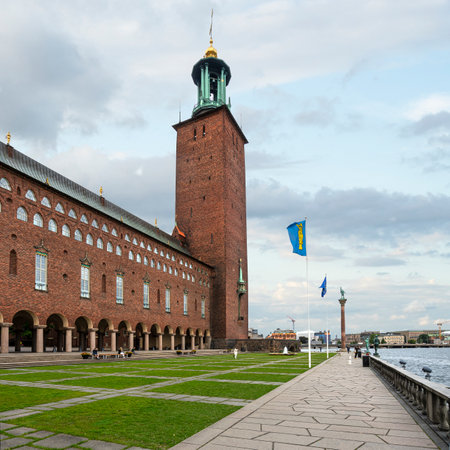 Stockholm, Sweden. September 2019. the outer park of the city hallのeditorial素材