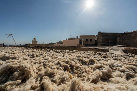 Fez, Morocco. November 9, 2019.  a laboratory for washing and drying and dyeing woolのeditorial素材