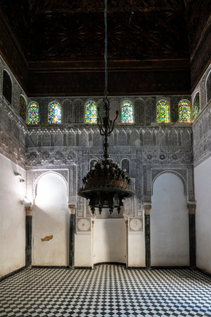 Fez, Morocco. November 9, 2019. The  Al Attarine Madrasa indoor decorations .のeditorial素材