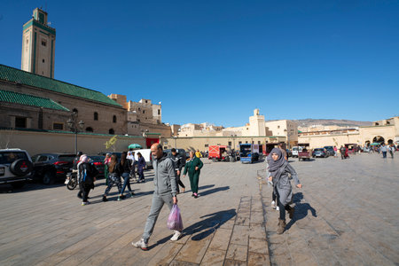 Fez, Morocco. November 9, 2019.  A panoramic view of the Bab Rcif  squareのeditorial素材