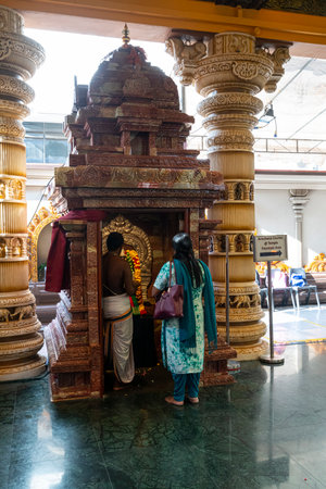 Singapore. January 2020. the faithful praying inside the Sri Krishanan templeのeditorial素材