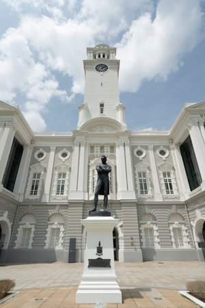 Singapore.  January 2020. The facade of  Victoria Theatre  buildingのeditorial素材