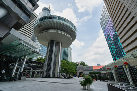 Singapore. January 2020.   a detailed view of the modern architecture in the city centerのeditorial素材