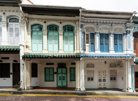Singapore, January 2020.  A view of the typical old shop houses in Emerald Hill Roadのeditorial素材