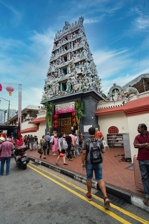 Singapore. January 2020. The external view of Sri Mariamman Templeのeditorial素材