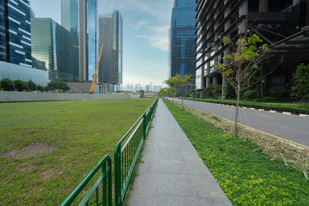 Siongapore. January 2020. A panoramic view of Straits View Roadのeditorial素材