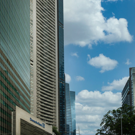 Singapore. January 2020. An external view of the Deutsche Bank buildingのeditorial素材