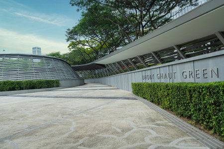 Singapore. January 2020. A panoramic view of Dhoby Ghaut Green parkのeditorial素材