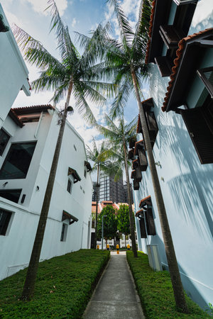 Singapore. January 2020. A narrow passage between the housesのeditorial素材