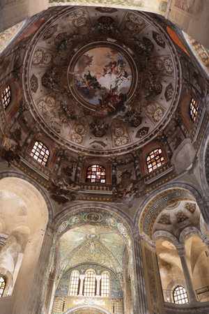The external view of the Basilica of Sant'Apollinare in Classe in Ravenna, Italyのeditorial素材