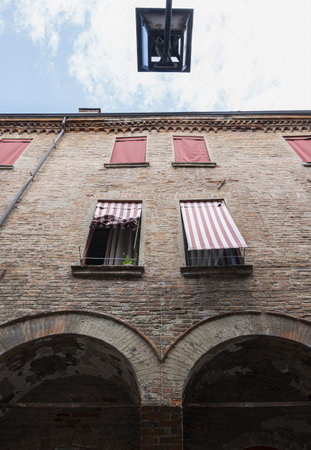 Ferrara, Italy. August 6, 2020. External view of the Diamanti Palace museumのeditorial素材