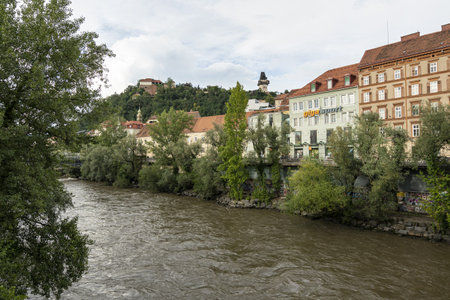 Graz, Austria. August, 2020. detail of an ancient door in the historic center of the cityのeditorial素材